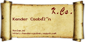 Kender Csobán névjegykártya